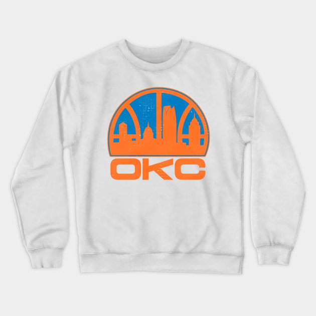 OKC Basketball Skyline Crewneck Sweatshirt by darklordpug